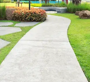 Northwest-Concrete-Walkway-and-bush_-That-is-concrete-pavement-floor-passage-path-footpath-pathway